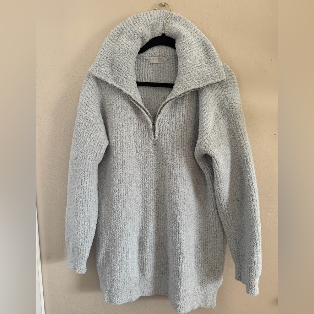 Barefoot Dreams Cozy Chic 1/4 zip Pull Over Light Blue XL